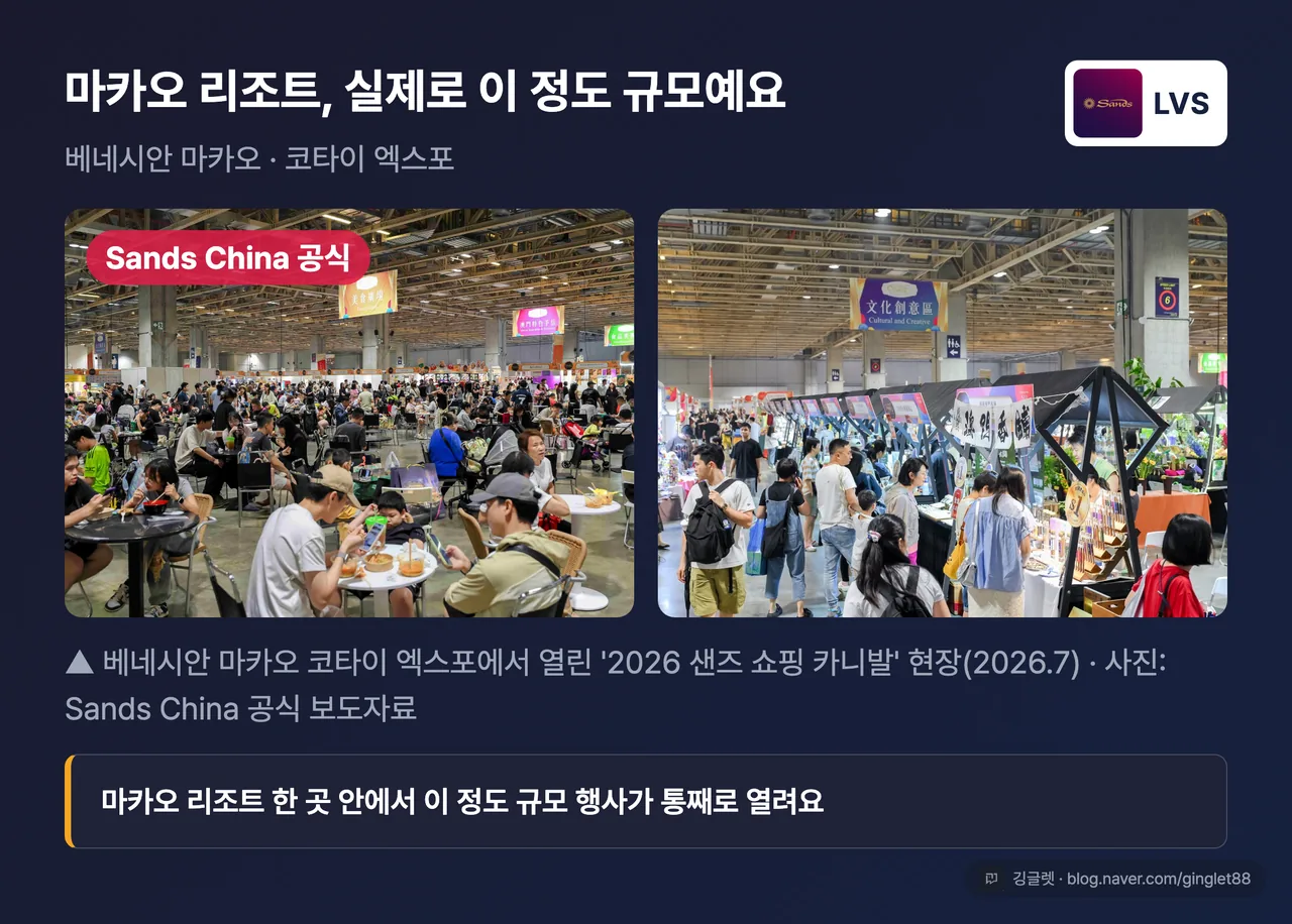 베네시안 마카오 코타이 엑스포 샌즈 쇼핑 카니발 현장
