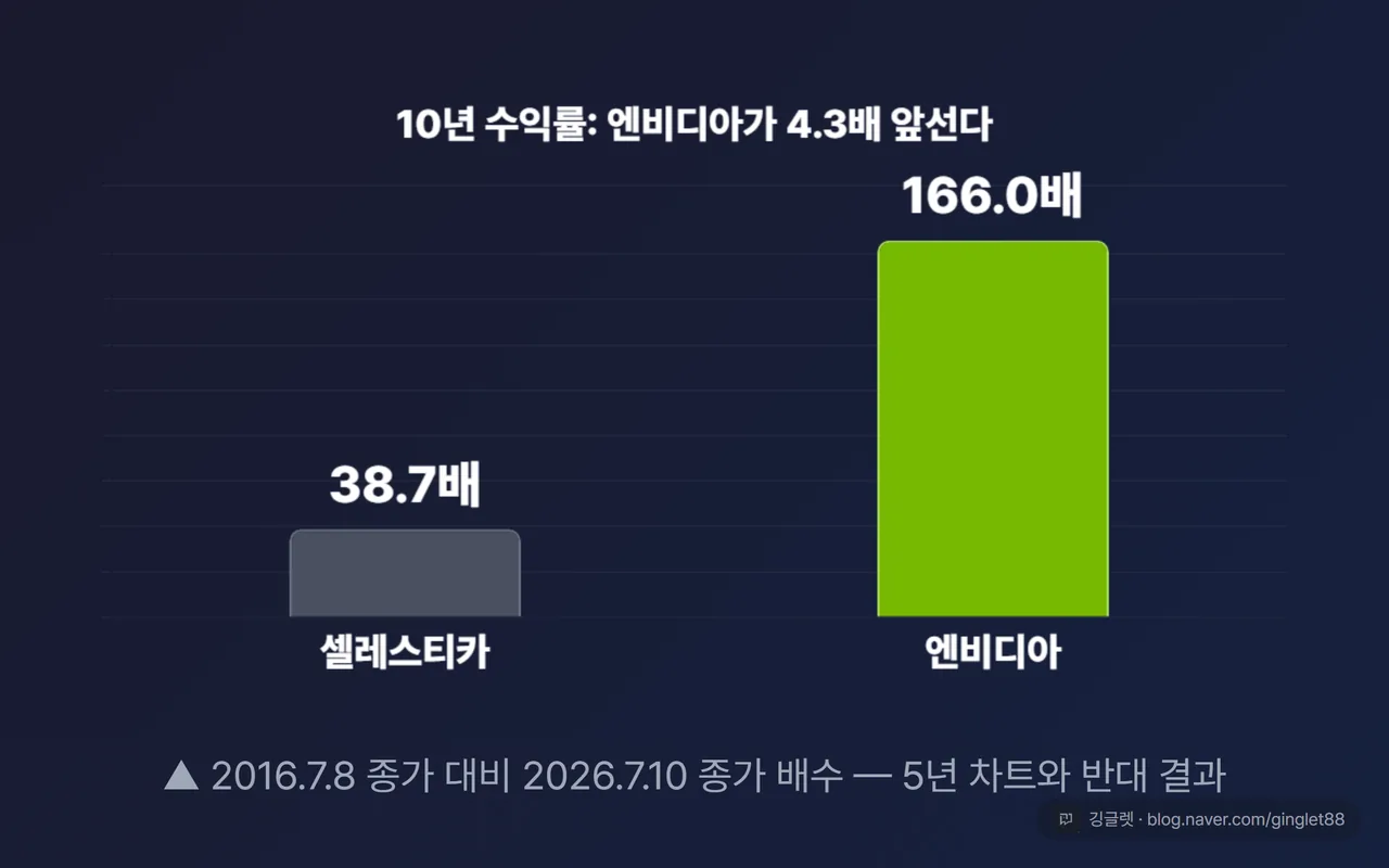 셀레스티카 엔비디아 10년 수익률 역전