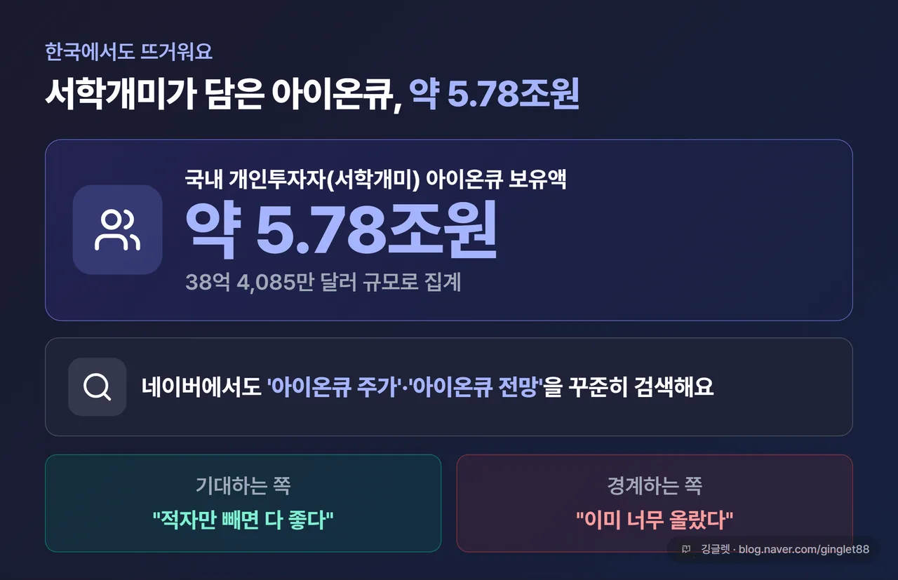 한국 투자자 관심 카드 — 서학개미 아이온큐 보유 약 5.78조원