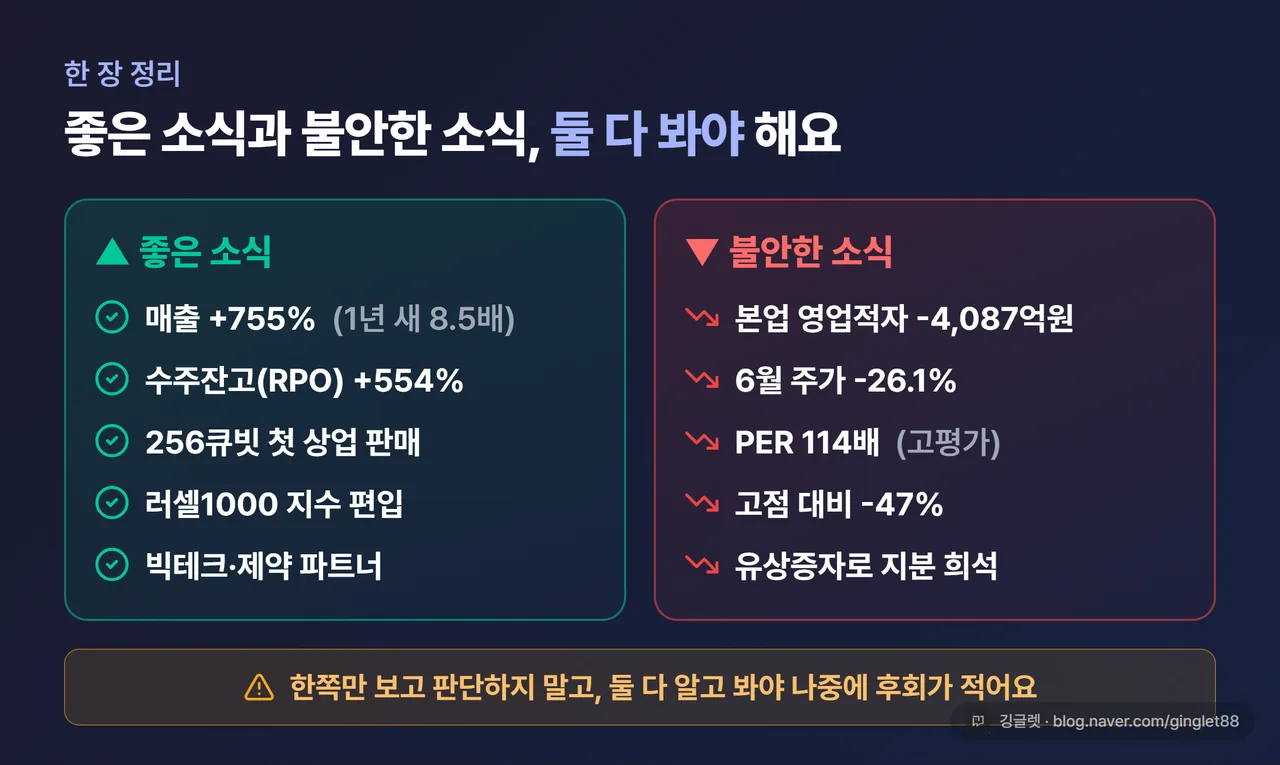 마무리 요약 정리표 — 좋은 소식 5가지 vs 불안한 소식 5가지