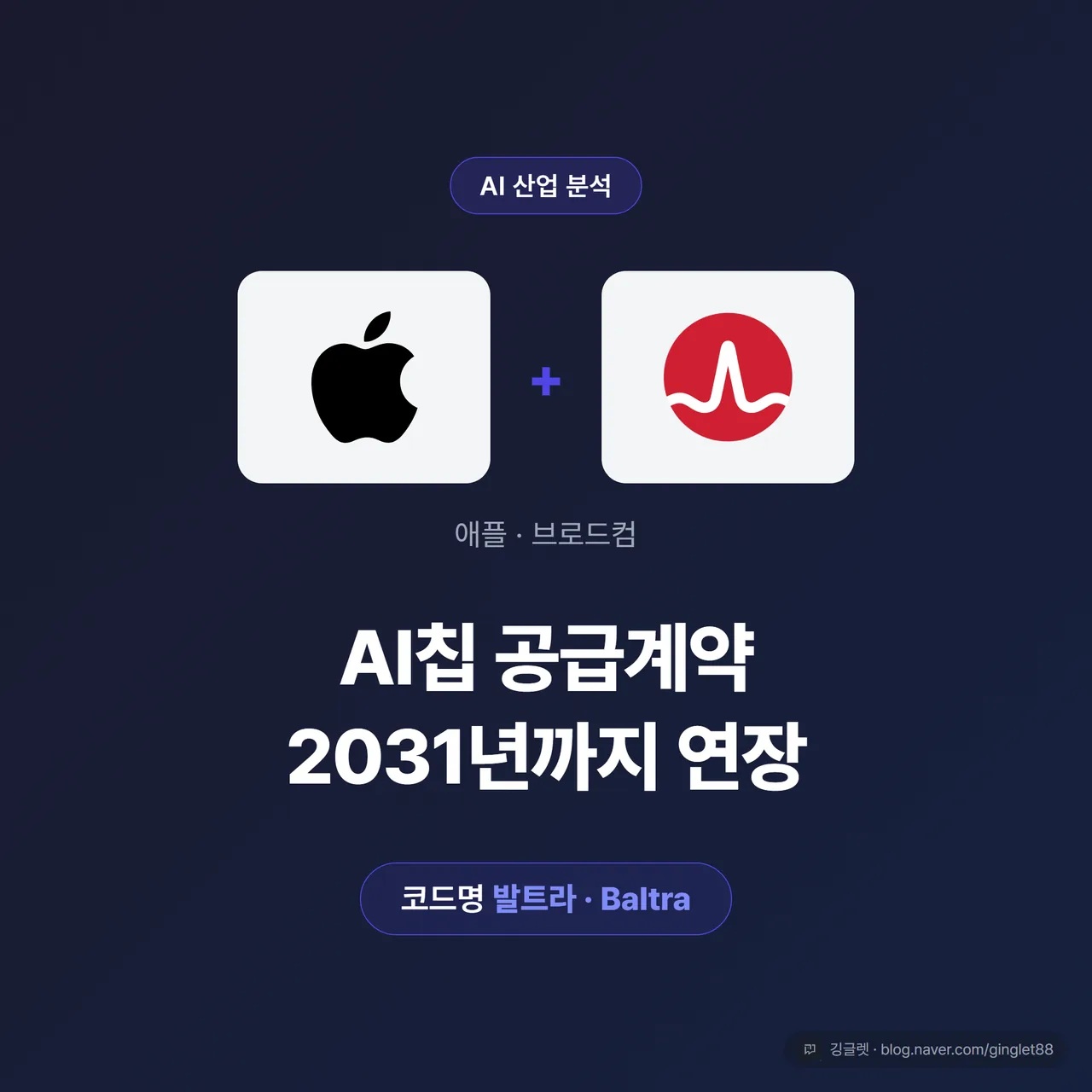 애플·브로드컴 로고와 ‘AI칩 공급계약 2031년까지 연장’, 코드명 발트라(Baltra) 썸네일
