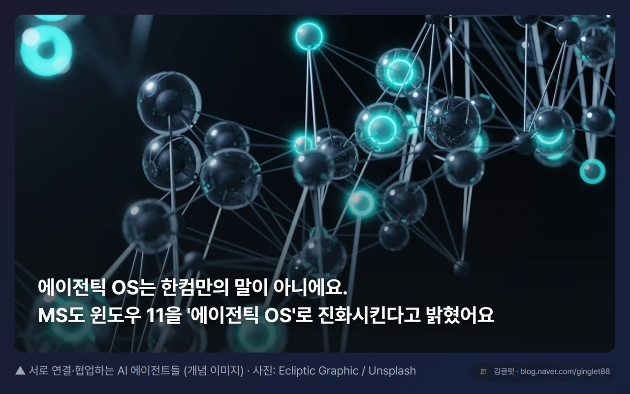 서로 연결·협업하는 AI 에이전트들 개념 이미지