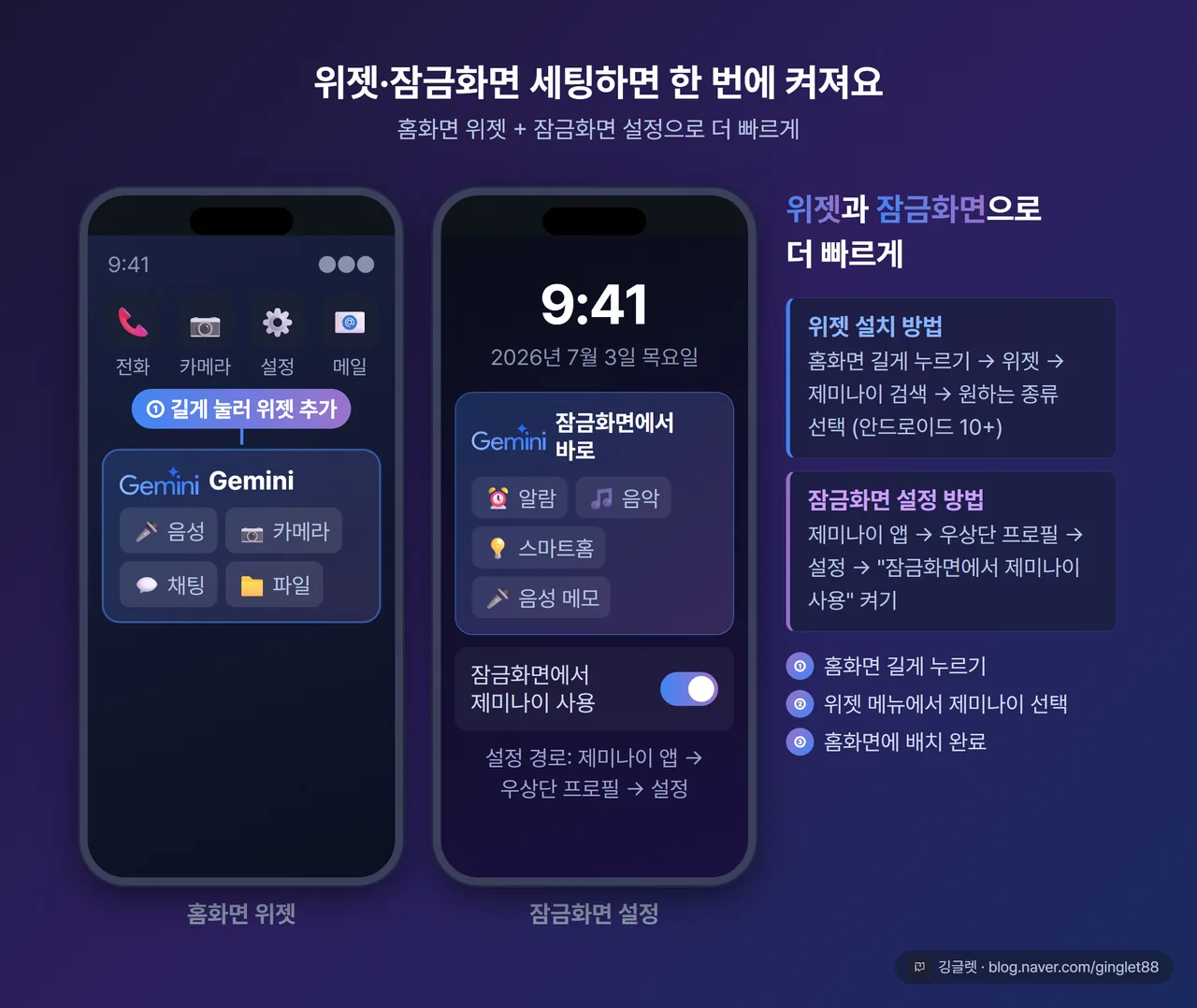 위젯·잠금화면 세팅하면 한 번에 켜져요