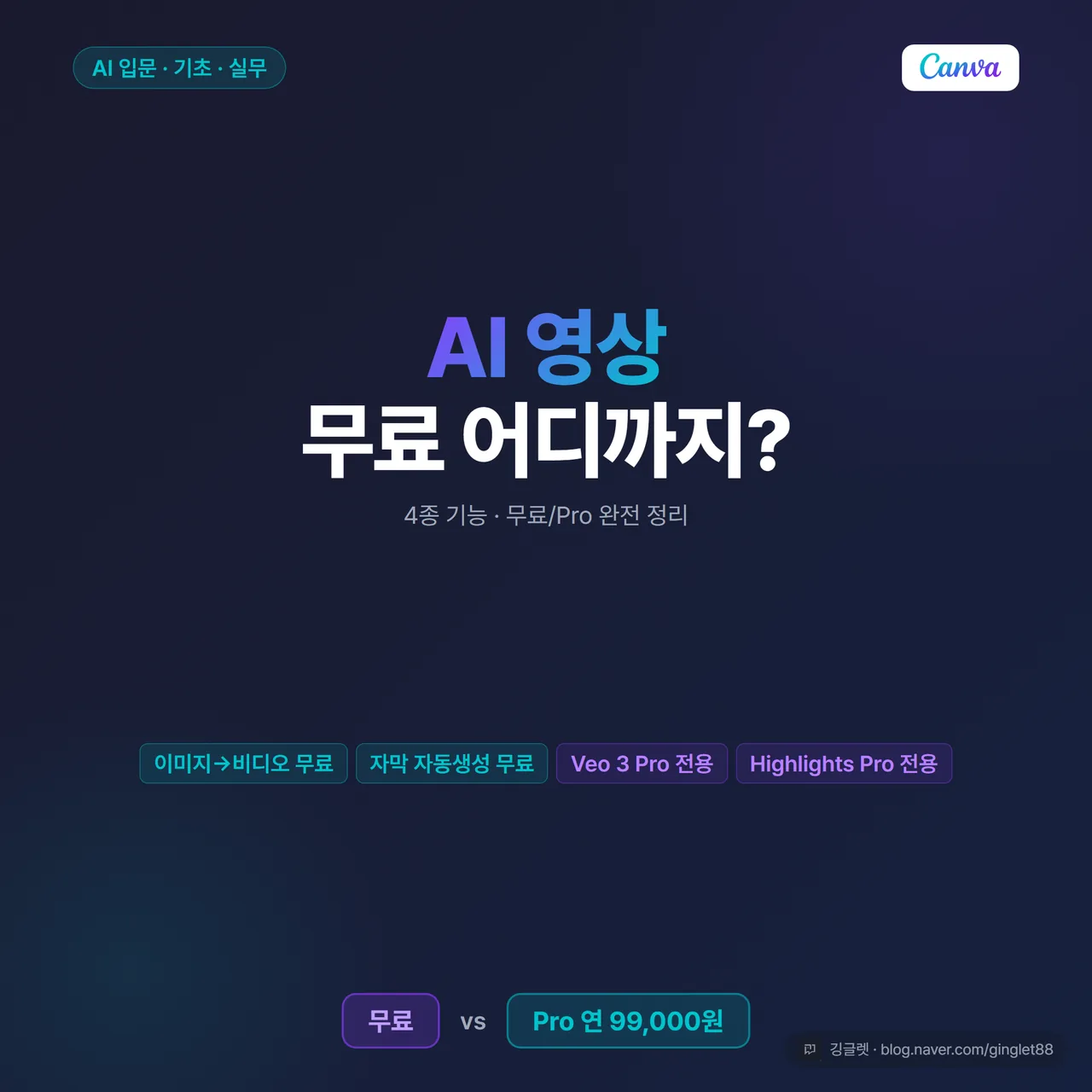 캔바 AI 영상 무료 어디까지 썸네일