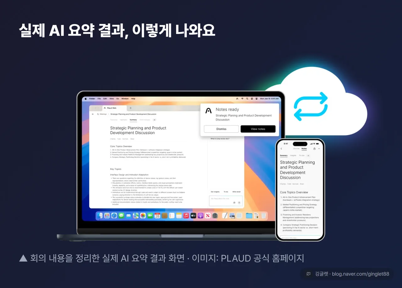 플라우드 앱 실제 AI 요약 결과 화면 실사진