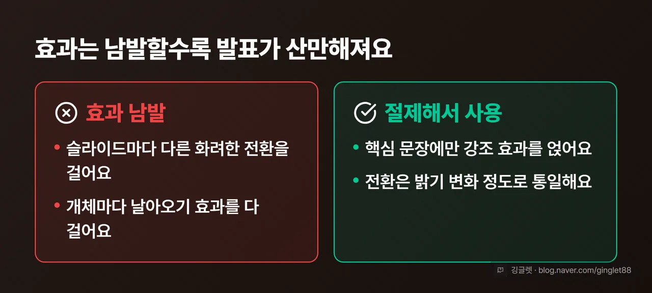 초보자 Do/Don’t 카드 — 효과 남발 vs 절제해서 사용
